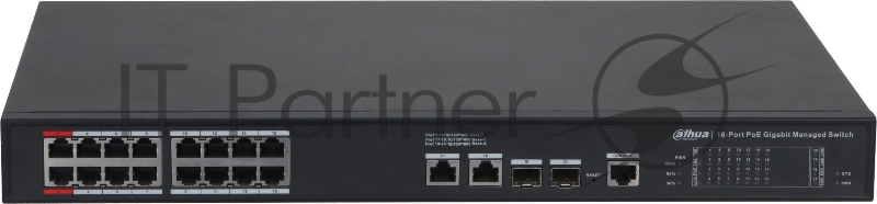 Коммутатор Dahua DH-S4220-16GT-190 (L2) 16x1Гбит/с 2SFP 16PoE 190W управляемый