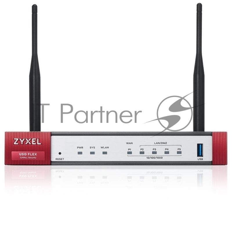 Межсетевой экран и Wi-Fi контроллер Zyxel USG FLEX 100AX, 1xWAN GE, 4xLAN/DMZ GE, Wi-Fi 6 (AX1800), 1xUSB3.0, AP Controller (8/24), NebulaFlex **
