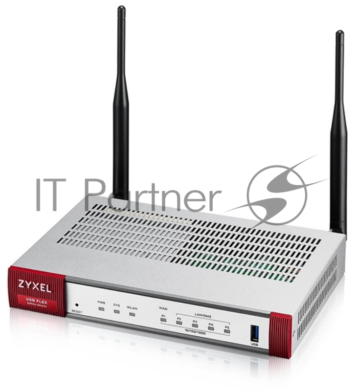 Межсетевой экран и Wi-Fi контроллер Zyxel USG FLEX 100AX, 1xWAN GE, 4xLAN/DMZ GE, Wi-Fi 6 (AX1800), 1xUSB3.0, AP Controller (8/24), NebulaFlex **