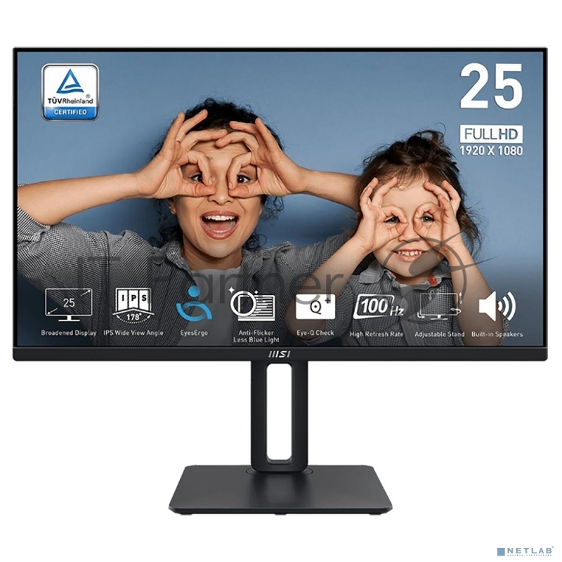 Монитор MSI PRO MP251P 24.5 16:9 FHD(1920x1080) IPS Flat,1ms(MPRT),1300:1,100M:1,3 1.4,VGA(D-Sub),Speaker,Tilt,Sw