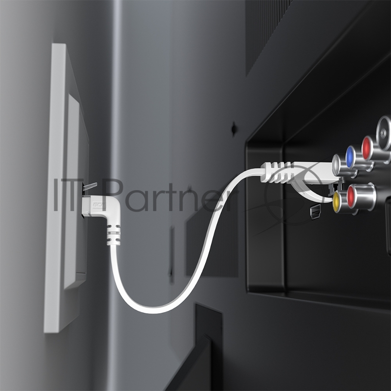 Патч-корд GCR PROF плоский 3.0m, UTP медь кат.6, белый, нижний угол, ethernet high speed 10 Гбит/с, RJ45, T568B