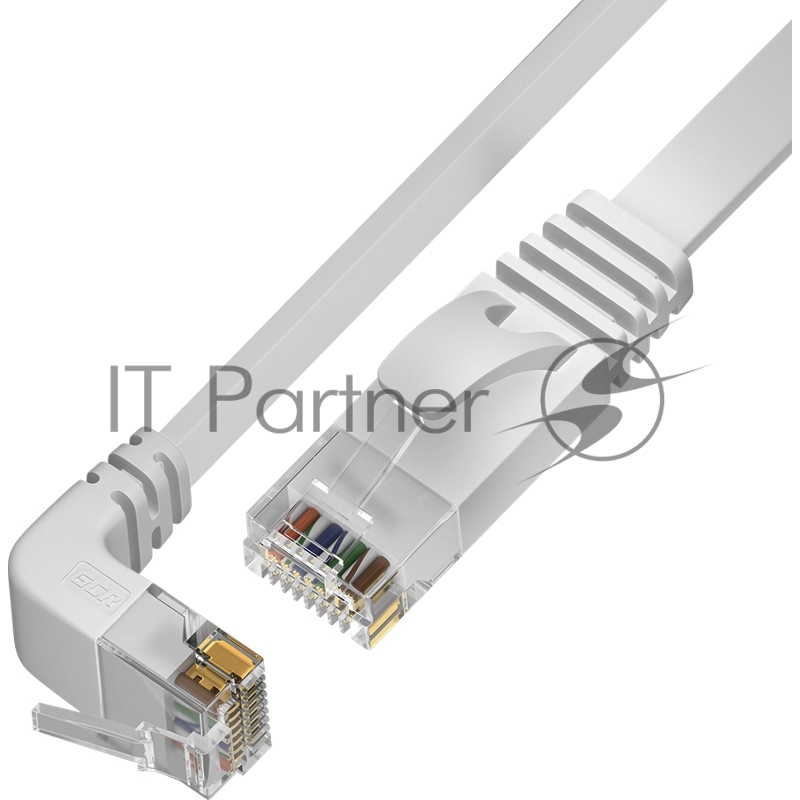 Патч-корд GCR PROF плоский 3.0m, UTP медь кат.6, белый, нижний угол, ethernet high speed 10 Гбит/с, RJ45, T568B