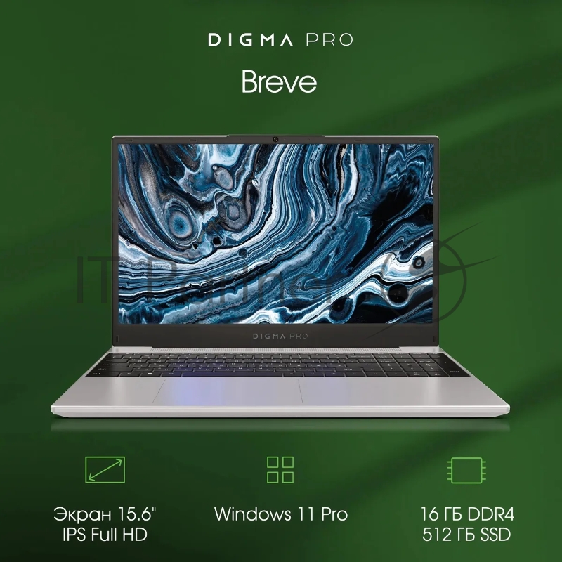 Ноутбук Digma Pro Breve Ryzen 7 5700U 16Gb SSD512Gb AMD Radeon 15.6 IPS FHD (1920x1080) Windows 11 Professional silver WiFi BT Cam 4500mAh (DN15R7-ADXW01)
