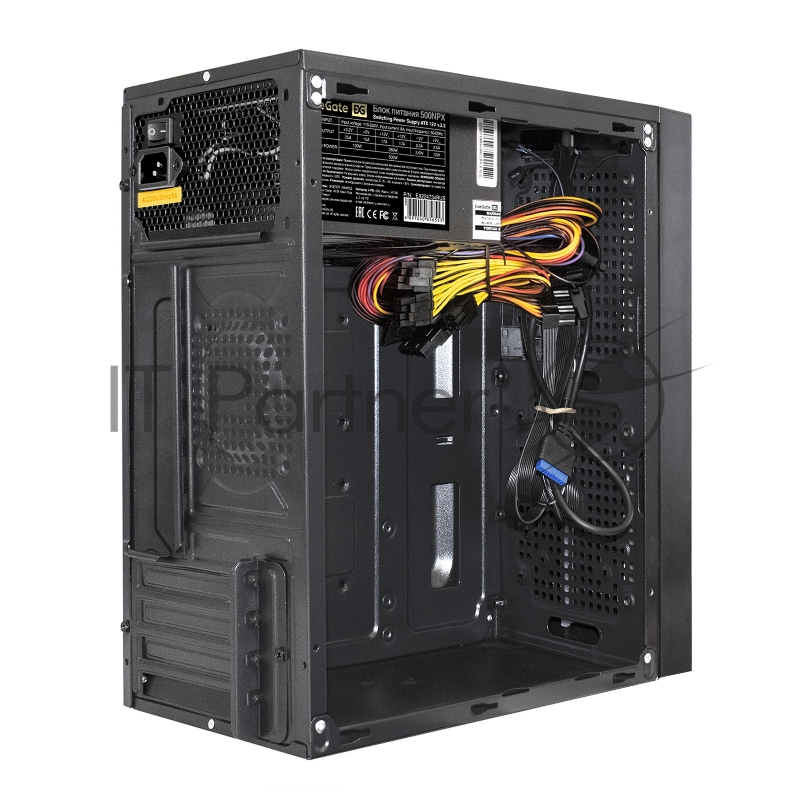 Корпус Minitower ExeGate mEVO-9302-NPX450 (mATX, БП 450NPX с вент. 12см, 2*USB+1*USB3.0, HD аудио, черный, с RGB подсветкой)