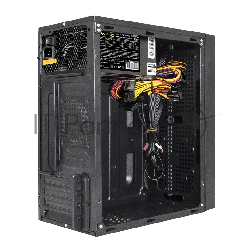 Корпус Minitower ExeGate mEVO-9301-NPX450 (mATX, БП 450NPX с вент. 12см, с окном, 2*USB+1*USB3.0, HD аудио, черный, с RGB подсветкой)