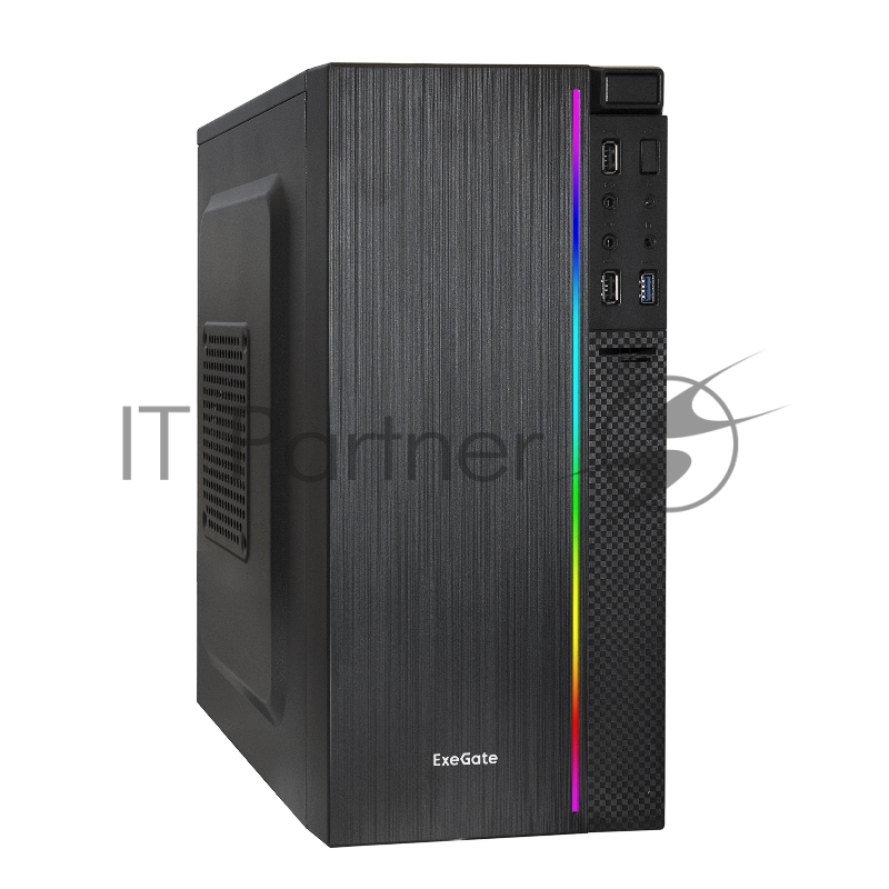 Корпус Minitower ExeGate mEVO-9302-NPX400 (mATX, БП 400NPX с вент. 12см, 2*USB+1*USB3.0, HD аудио, черный, с RGB подсветкой)