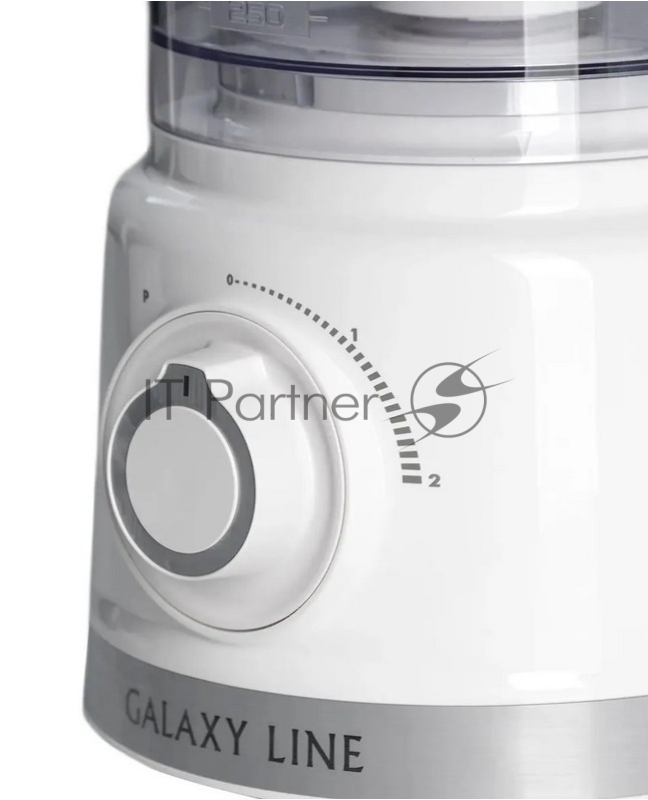 Кухонный комбайн GALAXY LINE GL 2309, белый, пластик. чаша 1,5 л, 1000 Вт, 2 скорости и импульс. режим, стац. блендер, 8 насадок: нож для измельчения, насадка для теста, насадка для крупной нарезки / шинковки, для нарезки картофеля фри, насадка- венч