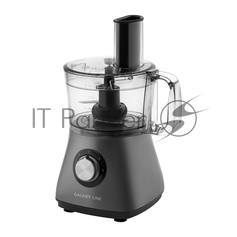 Кухонный комбайн GALAXY LINE GL 2314, серый, 1,2 л, 1000 Вт, 2 скорости, импульсный режим, двусторонний диск-нож для крупной нарезки и шинковки, двусторонний диск-нож для мелкой нарезки и шинковки, диск-нож для нарезки картофеля фри, нож для измельче