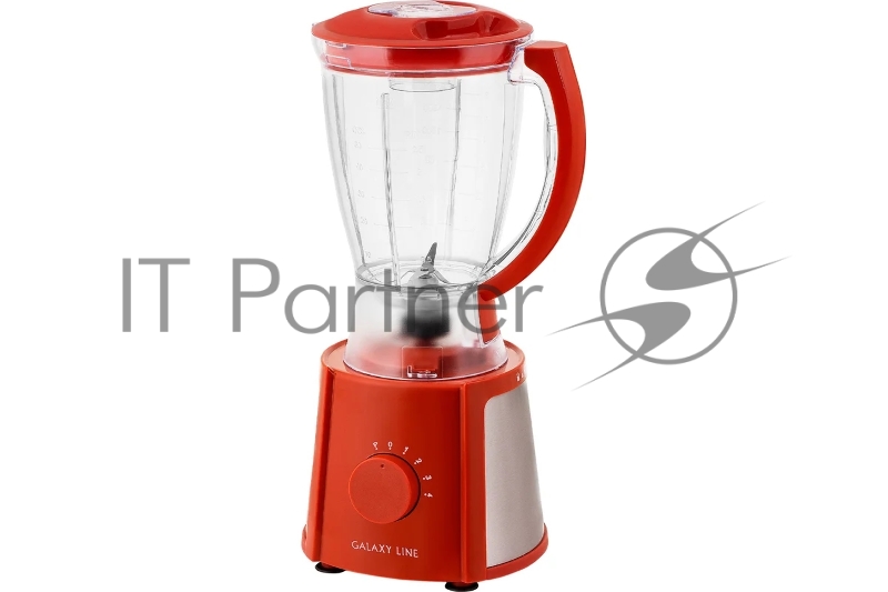 Блендер GALAXY LINE GL 2162, красный, стационарный, 700 Вт, четырехлопастный нож, 4 скорости, импульсный режим, пластиковая чаша 1,5 л, прорезиненные ножки, препятствующие скольжению, книга рецептов