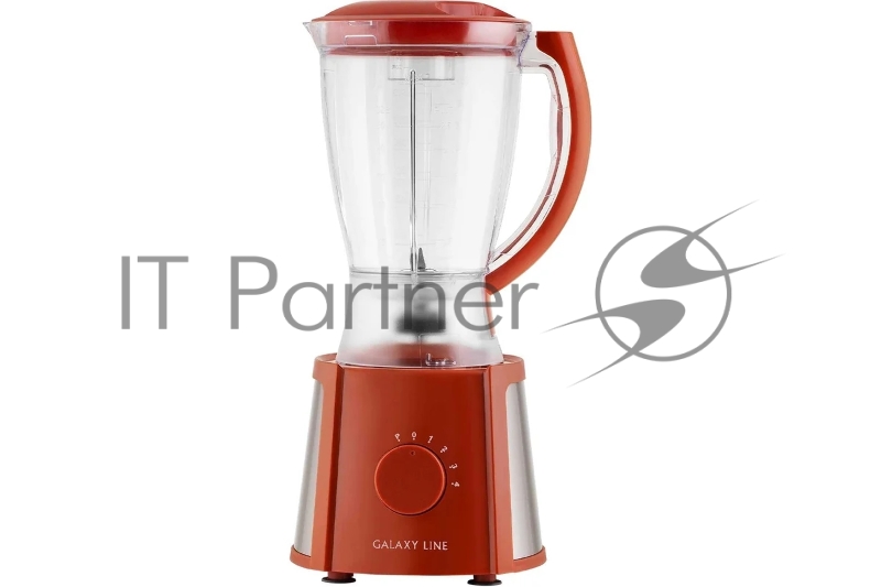 Блендер GALAXY LINE GL 2162, красный, стационарный, 700 Вт, четырехлопастный нож, 4 скорости, импульсный режим, пластиковая чаша 1,5 л, прорезиненные ножки, препятствующие скольжению, книга рецептов