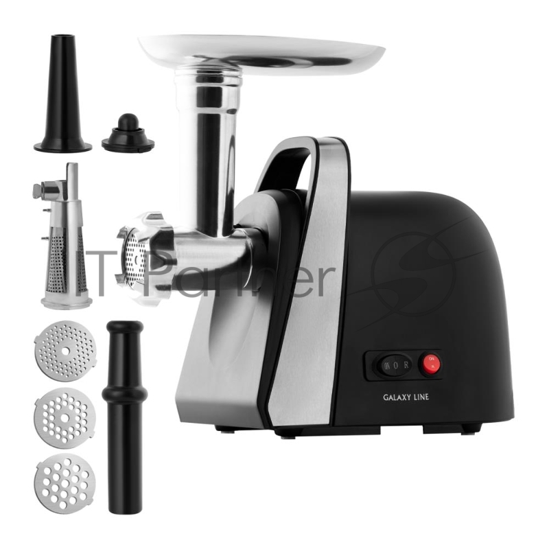 Мясорубка электрическая GALAXY LINE GL 2419, черный, 1600 Вт, производительность 1,5 кг в мин, функция «Реверс», защита двигателя от перегрузки, металлический лоток для мяса, три диска для приготовления фарша - 3 мм, 5 мм и 7 мм, насадки для приготов