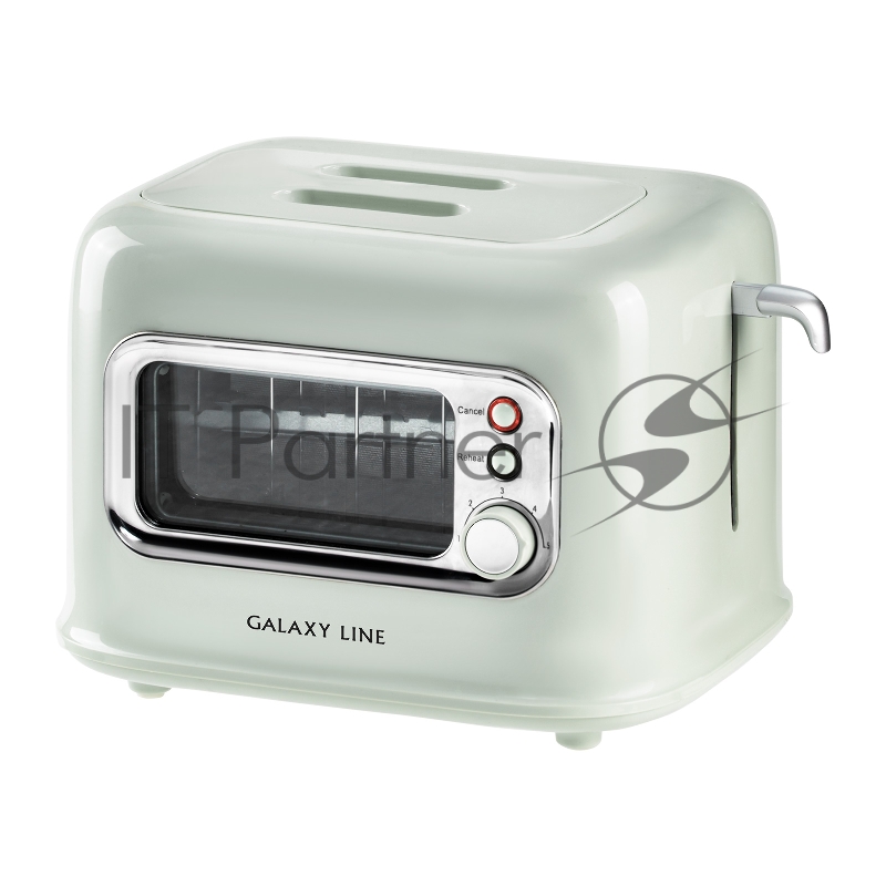 Тостер электрический GALAXY LINE GL 2914, мятный, пластик, 900 Вт, функция подогрева, 5 степеней поджарки, защитная крышка от пыли, функция автоматического центрирования тостов, кнопка отмены приготовления, съемный поддон для крошек
