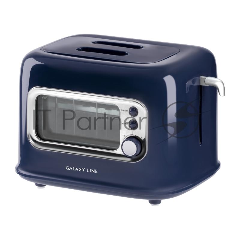 Тостер электрический GALAXY LINE GL 2913, синий, пластик, 900 Вт, функция подогрева, 5 степеней поджарки, защитная крышка от пыли, функция автоматического центрирования тостов, кнопка отмены приготовления, съемный поддон для крошек