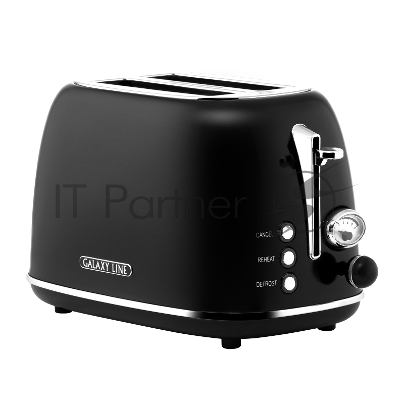 Тостер электрический GALAXY LINE GL 2920, магия черного, металл, 900 Вт, 6 степеней поджарки, метал. корпус, функция подогрева, функция разморозки, автомат. центрирование тостов, автоотключение при перегреве, кнопка отмены приг., съемный поддон для к
