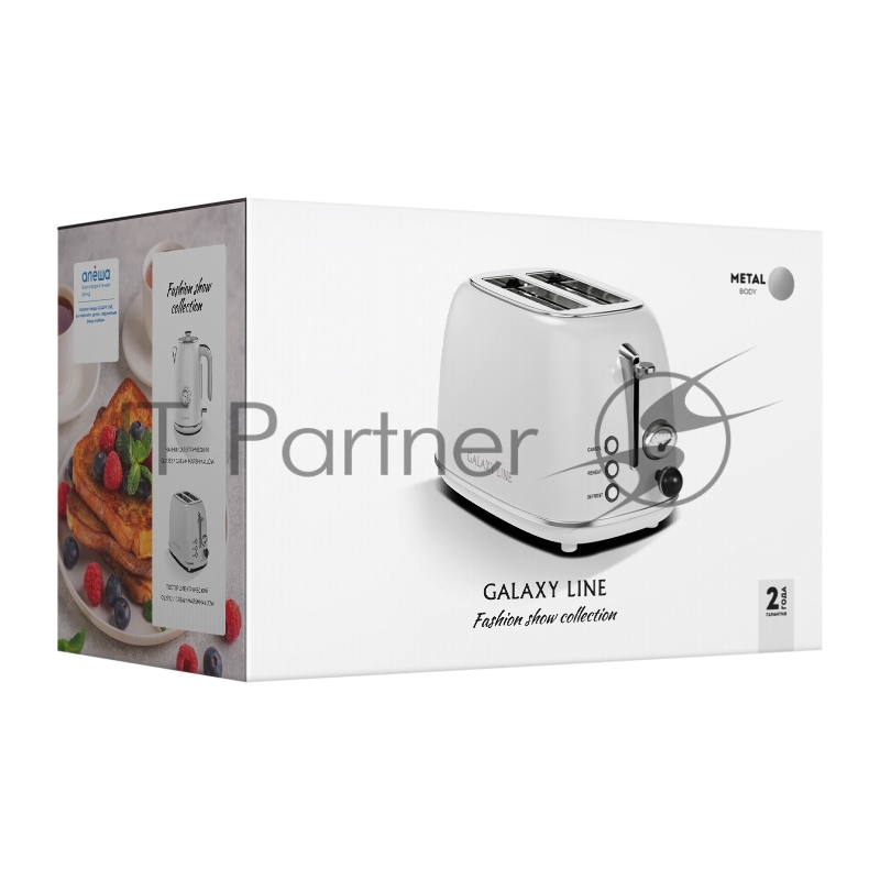 Тостер электрический GALAXY LINE GL 2922, сливочный зефир, металл, 900 Вт, 6 степеней поджарки, функция подогрева, функция разморозки, автомат. центрирование тостов, автоотключение при перегреве, кнопка отмены приг., съемный поддон для крошек