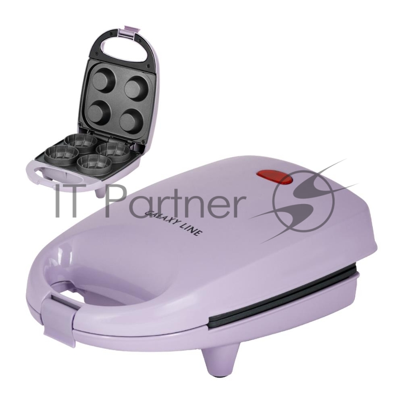 Тарталетница GALAXY LINE GL 2985, сиреневый, с несъемными пластинами, 650 Вт, антипригарное покрытие рабочей поверхности, теплоизолированный корпус, противоскользящие ножки, легкая очистка, индикатор нагрева