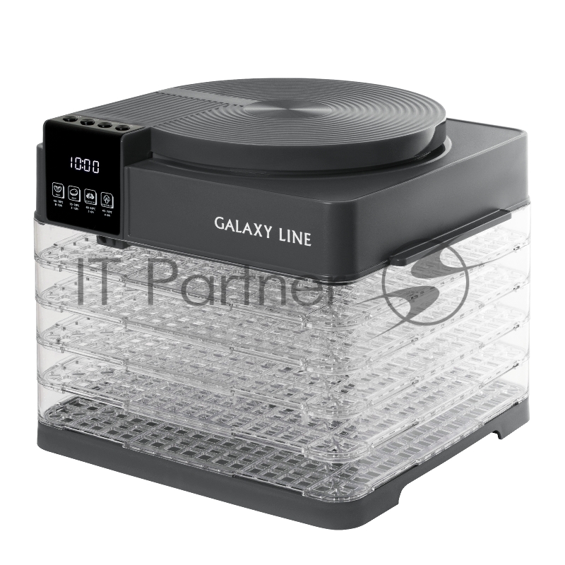 Электросушилка для овощей и фруктов GALAXY LINE GL 2630, серый, с электронным управлением, 450 Вт, размер поддона 26.5*26.5 см, регулировка температуры 35-70 °С, LED-дисплей, таймер на 48 часов с шагом 30 мин, конвекция, защита от перегрева, 5 прозра
