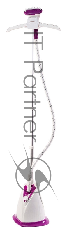 Отпариватель GALAXY LINE GL 6211, белый с фиолетовым, стационарный, 2000 Вт, объем контейнера для воды 1,7 л, 3 режима отпаривания, время нагрева до 50 с, время непрерывной работы 46±5 мин, выход пара 35±5 г/мин, температура пара 98 °С, автоотключени