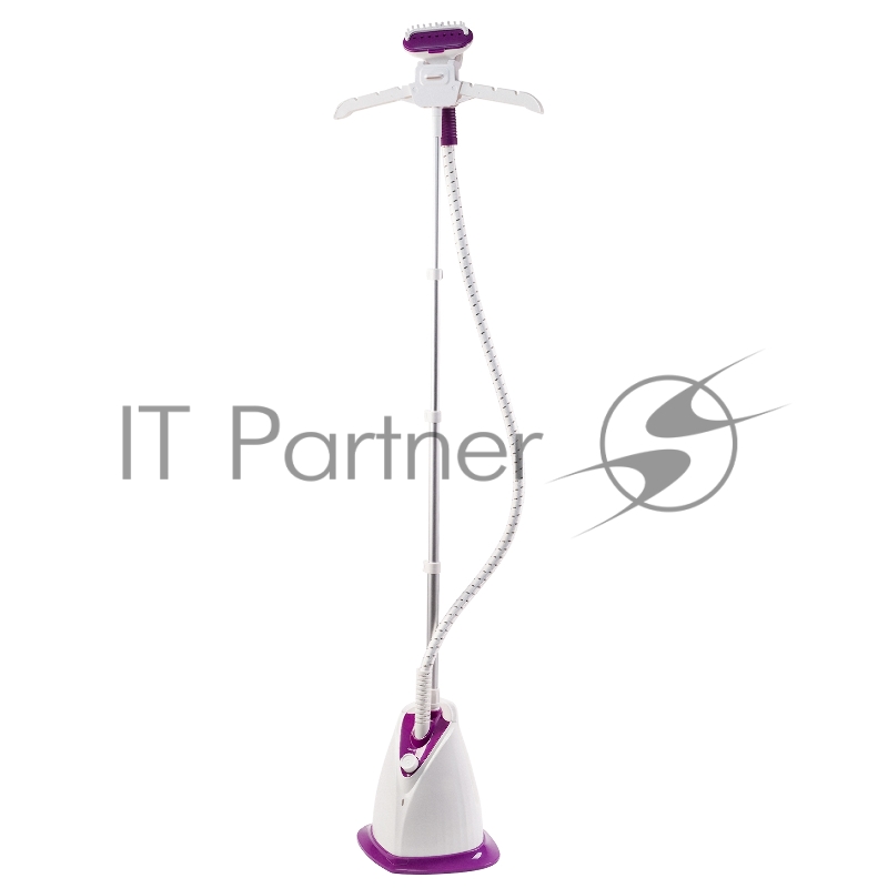 Отпариватель GALAXY LINE GL 6211, белый с фиолетовым, стационарный, 2000 Вт, объем контейнера для воды 1,7 л, 3 режима отпаривания, время нагрева до 50 с, время непрерывной работы 46±5 мин, выход пара 35±5 г/мин, температура пара 98 °С, автоотключени