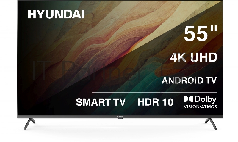 Телевизор LED Hyundai 55 H-LED55BU7009 Android TV Frameless Metal черный 4K Ultra HD 60Hz MEMC DVB-T DVB-T2 DVB-C DVB-S DVB-S2 USB WiFi Smart TV