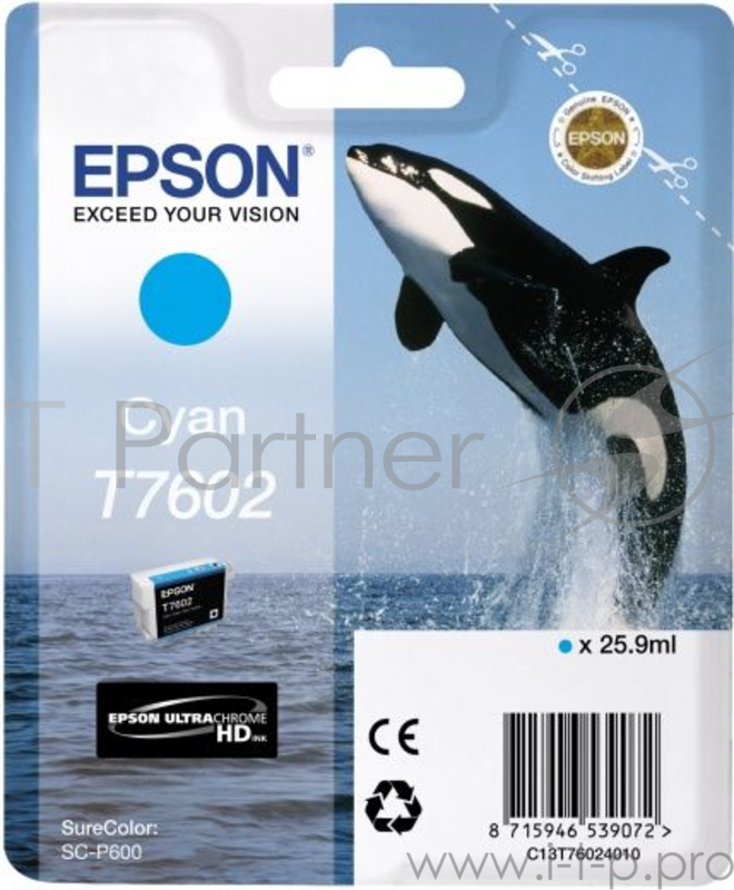 Картридж EPSON T7602 голубой для SC-P600