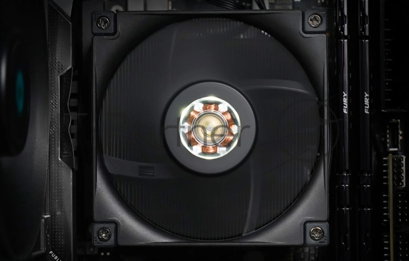 Кулер для процессора DEEPCOOL AN400 BLACK LGA1700/1200/115X/AM5/AM4 низкопрофильный 52,5 mm (27шт/кор, TDP 150W, PWM, Fan 120mm, 4 тепл. Трубок, Copper Base, White LED, черный) RET