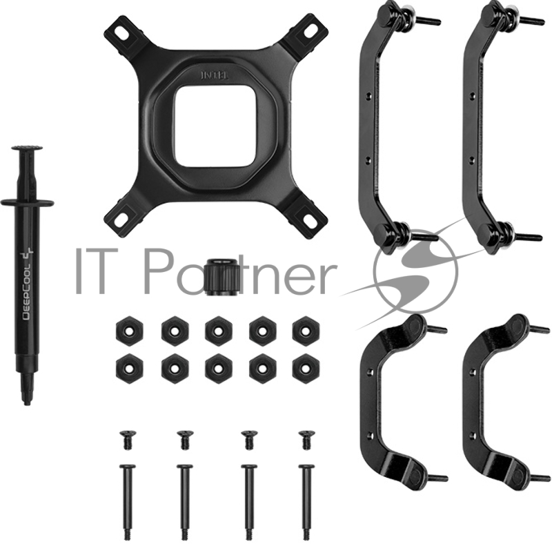 Кулер для процессора DEEPCOOL AN400 BLACK LGA1700/1200/115X/AM5/AM4 низкопрофильный 52,5 mm (27шт/кор, TDP 150W, PWM, Fan 120mm, 4 тепл. Трубок, Copper Base, White LED, черный) RET