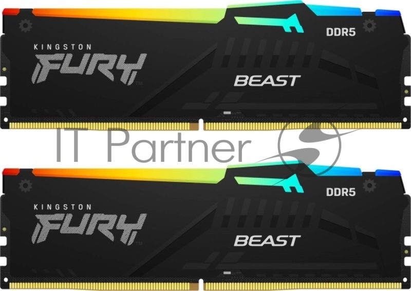 Память DDR5 2x32GB 6000MHz Kingston KF560C36BBEAK2-64 Fury Beast Black RGB RTL Gaming PC5-48000 CL36 DIMM 288-pin 1.35В kit single rank с радиатором Ret