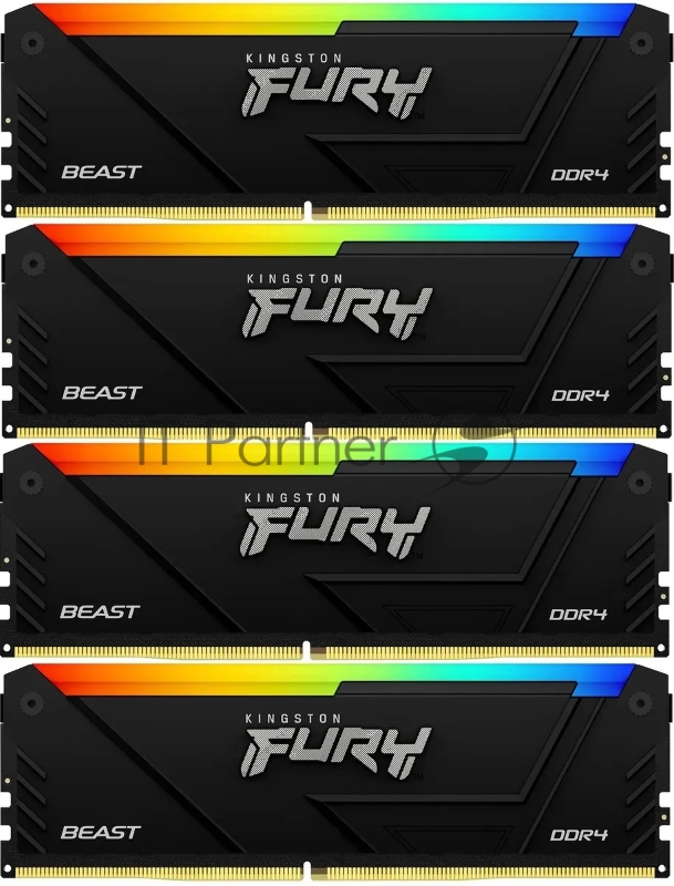 Память DDR4 4x8GB 3200MHz Kingston KF432C16BB2AK4/32 Fury Beast RGB RTL Gaming PC4-25600 CL16 DIMM 288-pin 1.35В dual rank с радиатором Ret