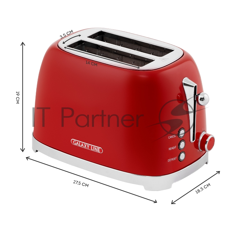 Тостер Galaxy Line GL 2919 900Вт красный