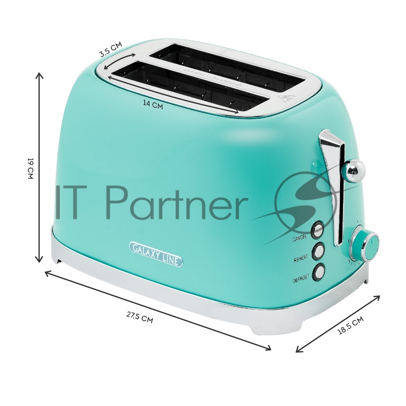 Тостер Galaxy Line GL 2917 900Вт бирюзовый