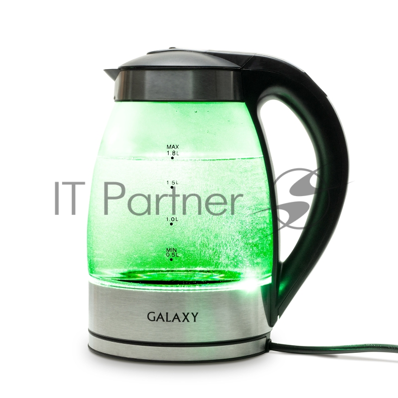 Чайник электрический GALAXY LINE GL 0556, черный, стекло, 2200 Вт, 1,8 л, фильтр из нержавеющей стали AISI 304, LED-подсветка, регулятор температуры нагрева (40-100 °С), функция поддержания температуры, шкала уровня воды, корпус из термостойкого стек