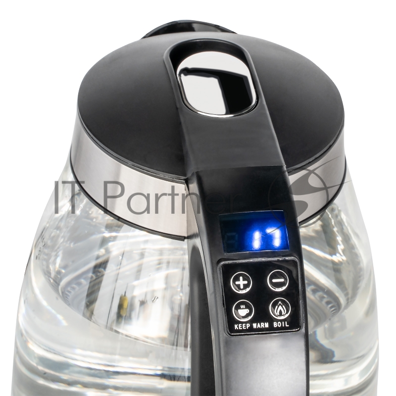 Чайник электрический GALAXY LINE GL 0556, черный, стекло, 2200 Вт, 1,8 л, фильтр из нержавеющей стали AISI 304, LED-подсветка, регулятор температуры нагрева (40-100 °С), функция поддержания температуры, шкала уровня воды, корпус из термостойкого стек