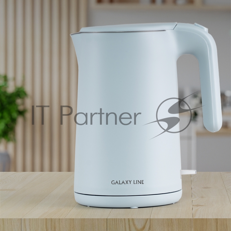 Чайник электрический GALAXY LINE GL 0327, небесный, пластик, двойная стенка из нержавеющей стали AISI 304 и пищевого пластика, 1800 Вт, 1,5 л, STRIX контроллер, индикатор работы, указатель максимального уровня воды