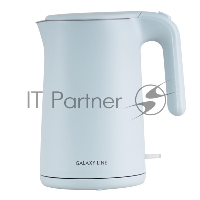 Чайник электрический GALAXY LINE GL 0327, небесный, пластик, двойная стенка из нержавеющей стали AISI 304 и пищевого пластика, 1800 Вт, 1,5 л, STRIX контроллер, индикатор работы, указатель максимального уровня воды