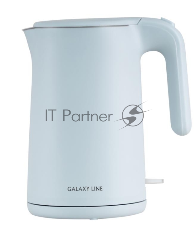 Чайник электрический GALAXY LINE GL 0327, небесный, пластик, двойная стенка из нержавеющей стали AISI 304 и пищевого пластика, 1800 Вт, 1,5 л, STRIX контроллер, индикатор работы, указатель максимального уровня воды
