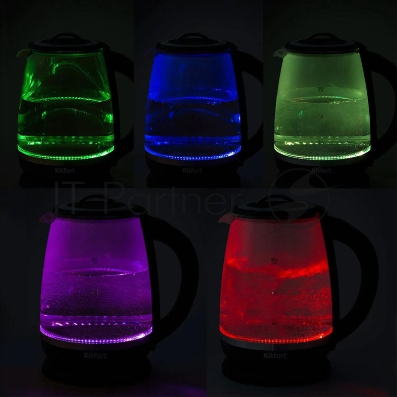 Чайник электрический Kitfort КТ-6145 2л. 2200Вт черный/серебристый (корпус: пластик/стекло)