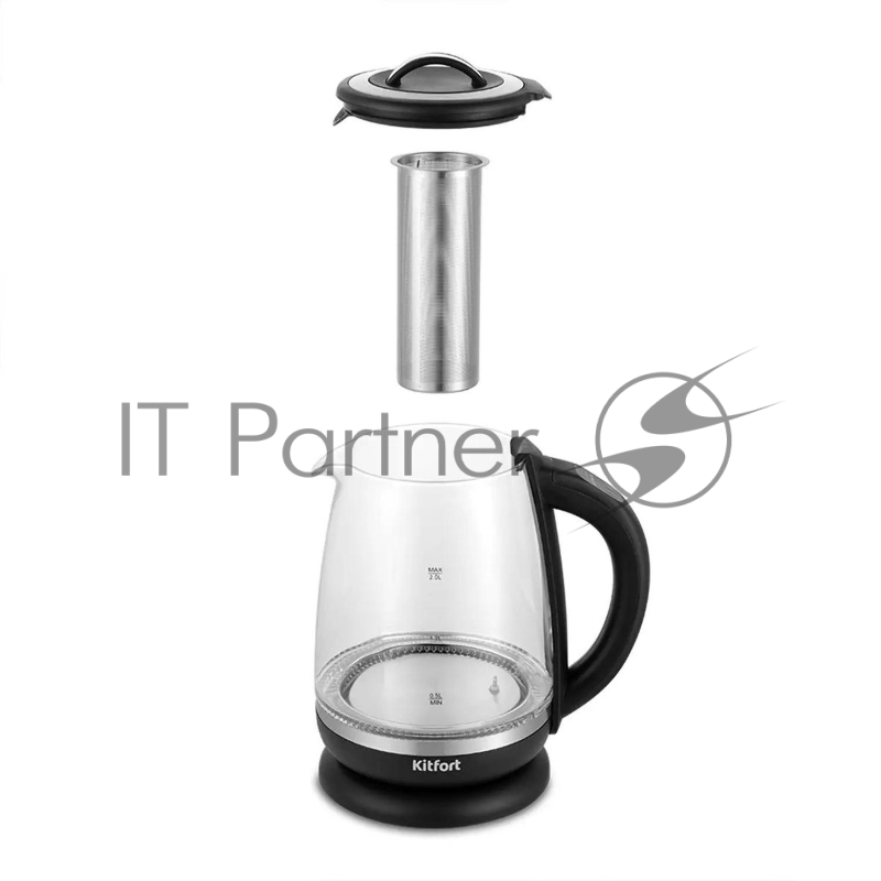 Чайник электрический Kitfort КТ-6145 2л. 2200Вт черный/серебристый (корпус: пластик/стекло)