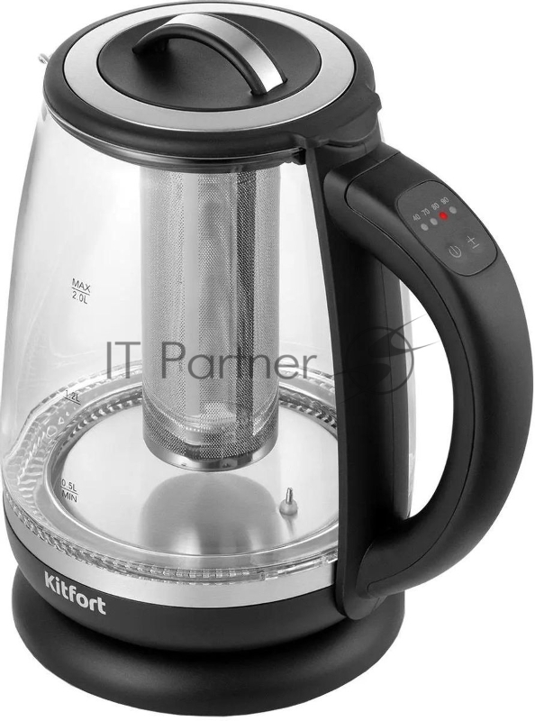 Чайник электрический Kitfort КТ-6145 2л. 2200Вт черный/серебристый (корпус: пластик/стекло)