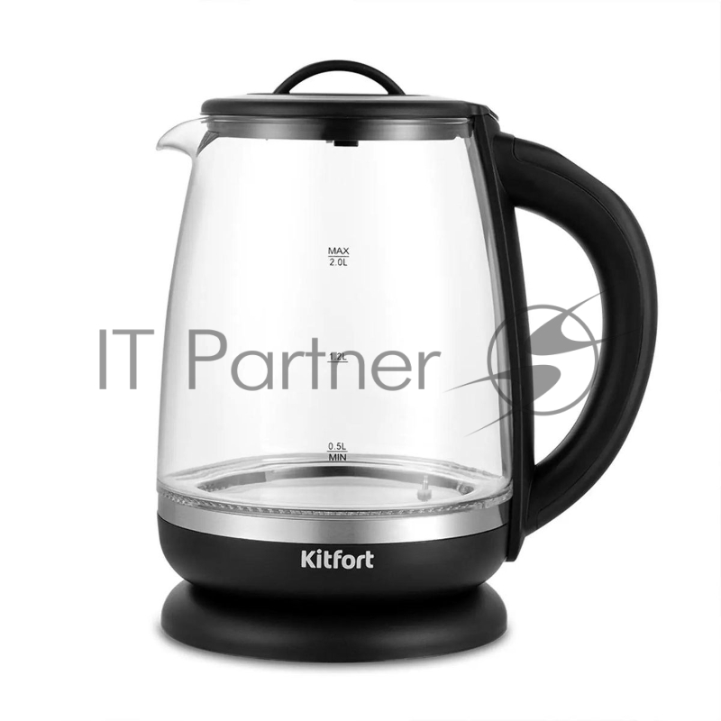 Чайник электрический Kitfort КТ-6145 2л. 2200Вт черный/серебристый (корпус: пластик/стекло)