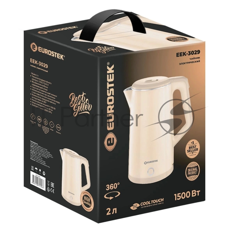 Чайник EUROSTEK, 2 л, технология двухслойного корпуса COOL TOUCH