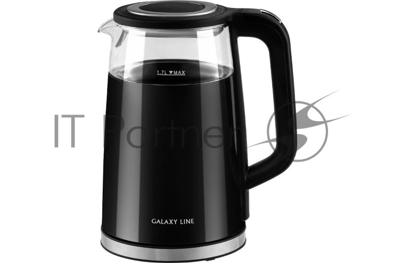 Чайник электрический GALAXY LINE GL 0342, черный, стекло, 2200 Вт, 1,7 л, LED-дисплей, сенсорная панель управления, регулировка температуры от 40 до 100°С, 4 режима кипячения, функция поддержания температуры, колба из термостойкого стекла и пластик с