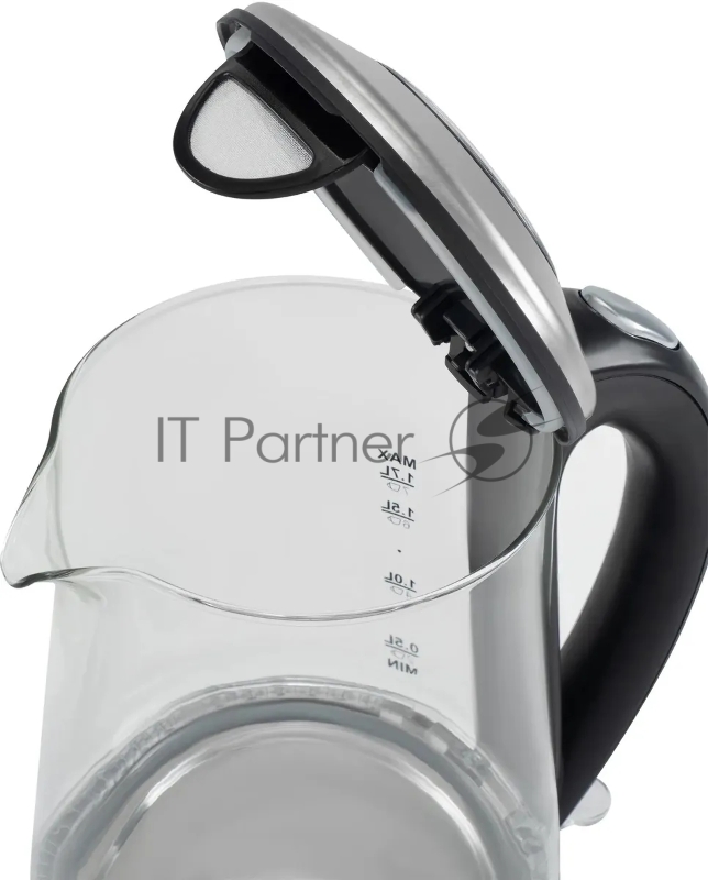 Чайник электрический Hyundai HYK-G8406 1.7л. 2200Вт прозрачный/черный (корпус: нержавеющая сталь)