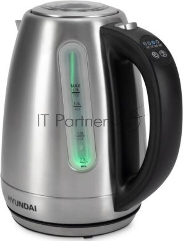 Чайник электрический Hyundai HYK-S8408 1.7л. 2200Вт серебристый матовый/черный (корпус: нержавеющая сталь)