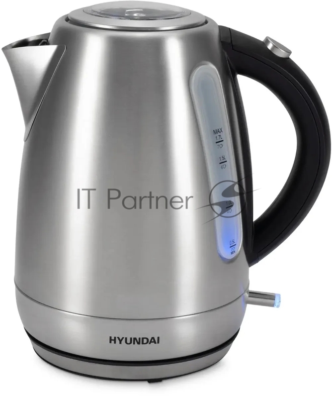 Чайник электрический Hyundai HYK-S9409 1.7л. 2200Вт серебристый матовый/черный (корпус: нержавеющая сталь)