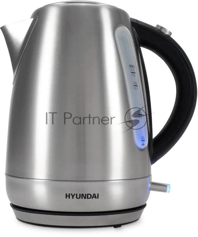 Чайник электрический Hyundai HYK-S9409 1.7л. 2200Вт серебристый матовый/черный (корпус: нержавеющая сталь)