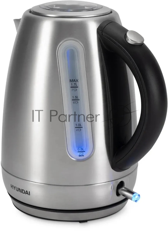 Чайник электрический Hyundai HYK-S9409 1.7л. 2200Вт серебристый матовый/черный (корпус: нержавеющая сталь)
