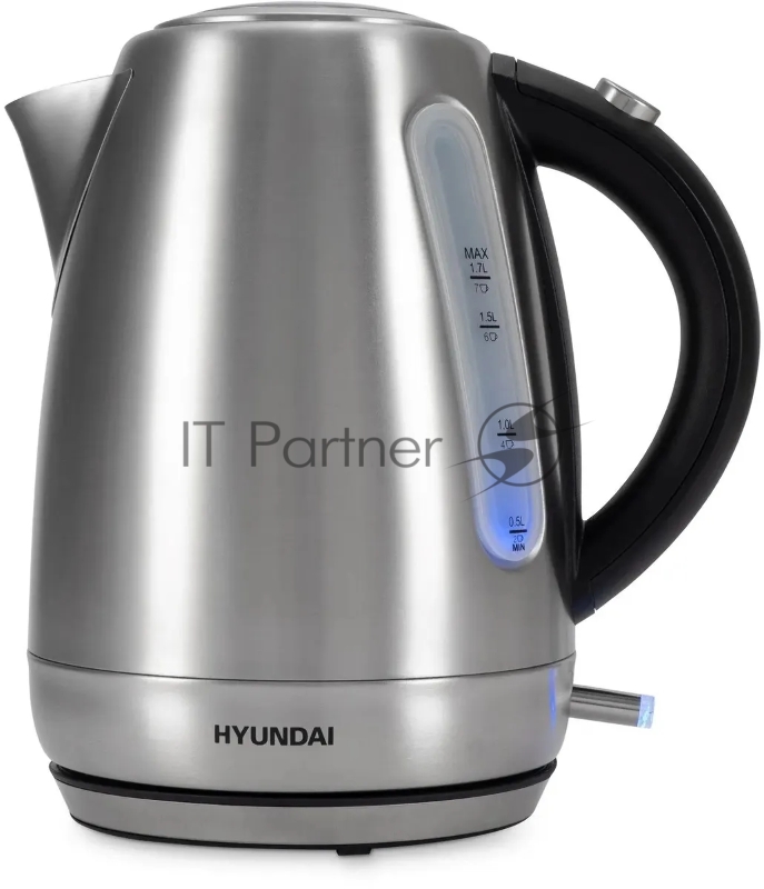 Чайник электрический Hyundai HYK-S9409 1.7л. 2200Вт серебристый матовый/черный (корпус: нержавеющая сталь)