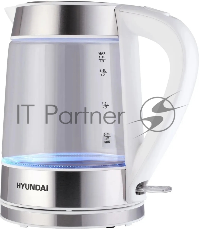 Чайник электрический Hyundai HYK-G3606 1.7л. 2200Вт белый/прозрачный корпус: стекло