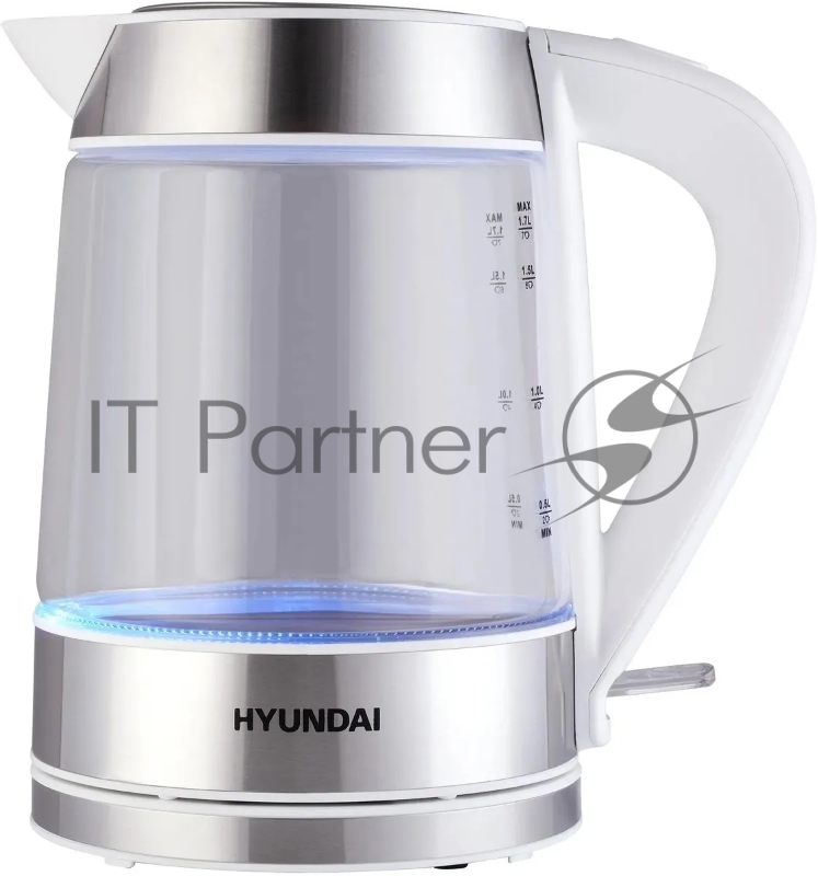 Чайник электрический Hyundai HYK-G3606 1.7л. 2200Вт белый/прозрачный корпус: стекло